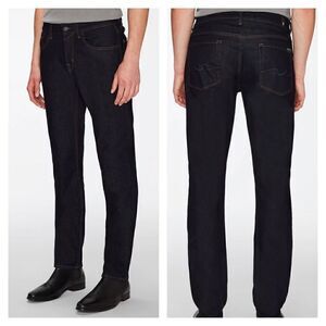 7 For All Mankind Mens 7Fam Luxe Performance Straight Dark Wash Blue Denim 40 NW